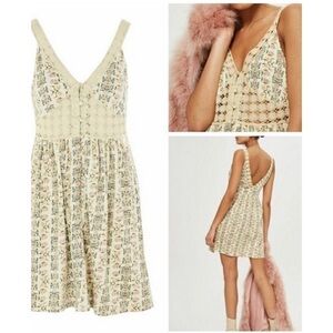 TOPSHOP Floral Crochet Lace Mini Dress Size 8